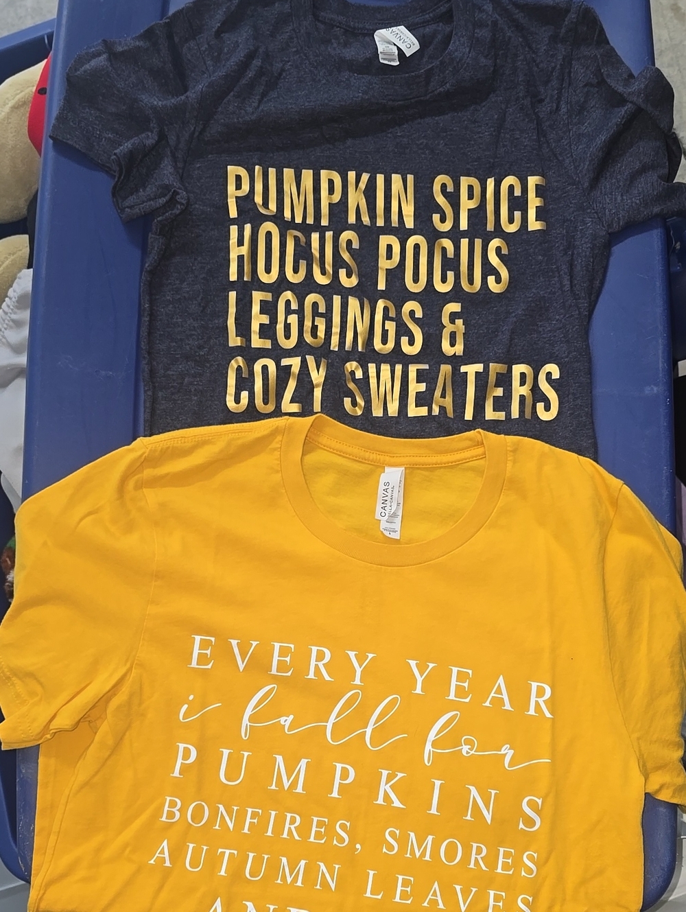 Bella Canvas Navy Tee with Gold Lettering & Bella Canvas Yellow Graphic Tee